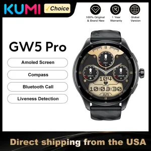 KUMI GW5 Pro 1.43"AMOLED Screen IP68 Waterproof Bluetooth Call 5.2 Health sleep monitor 100  Sports modes compass smart watch