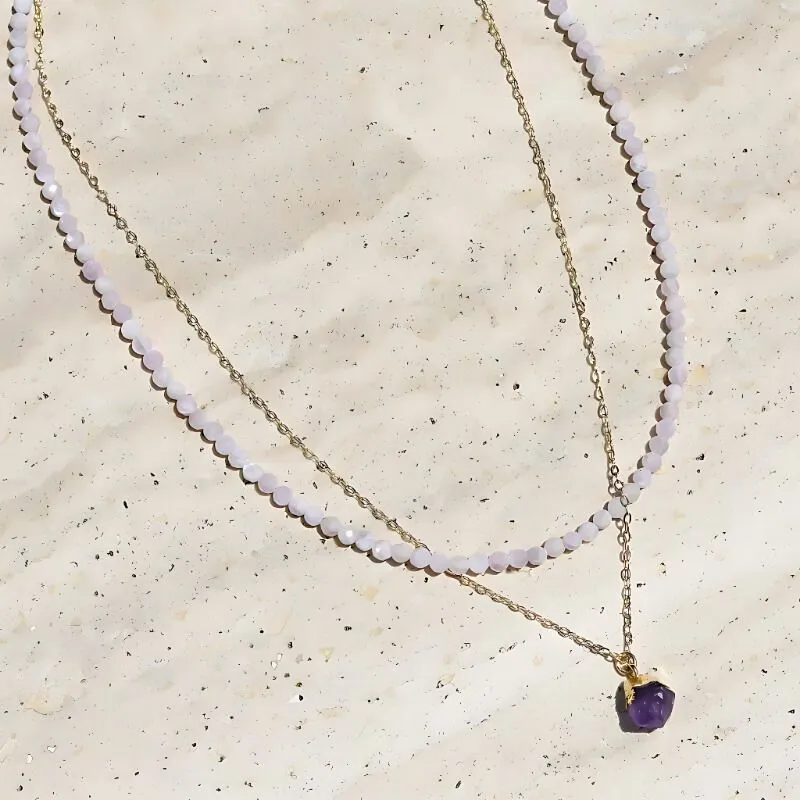 Kunzite and Amethyst Necklace Set