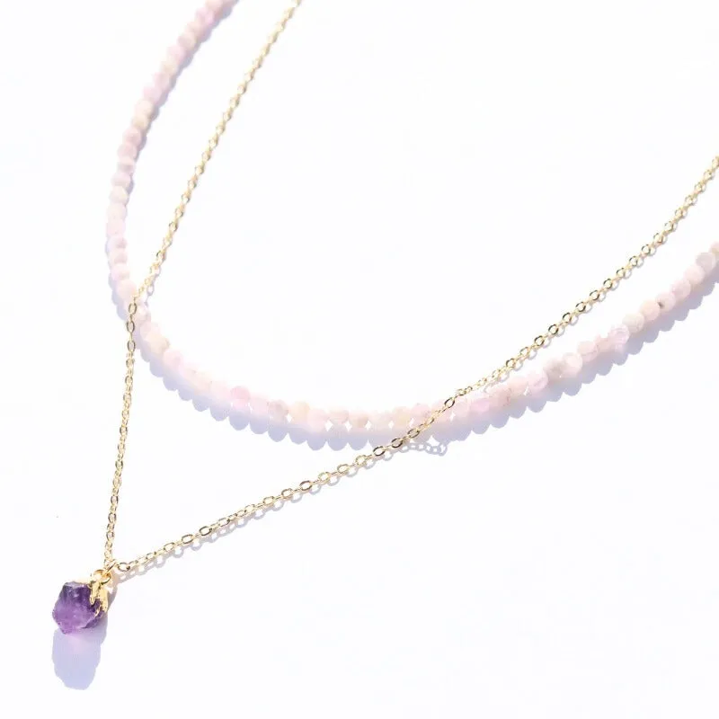 Kunzite and Amethyst Necklace Set