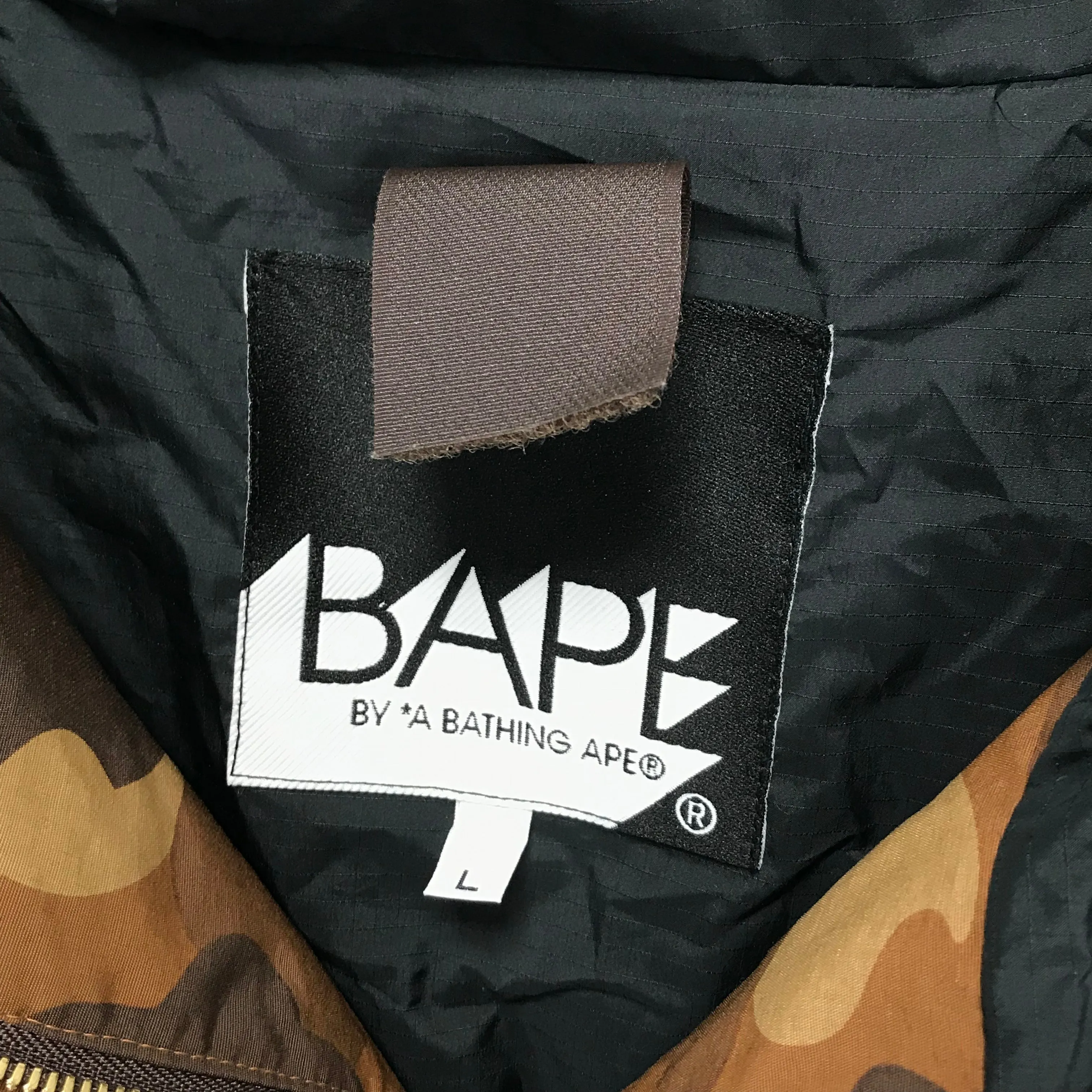 [L] A Bathing Ape Bape Camo Snowboard Jacket Brown