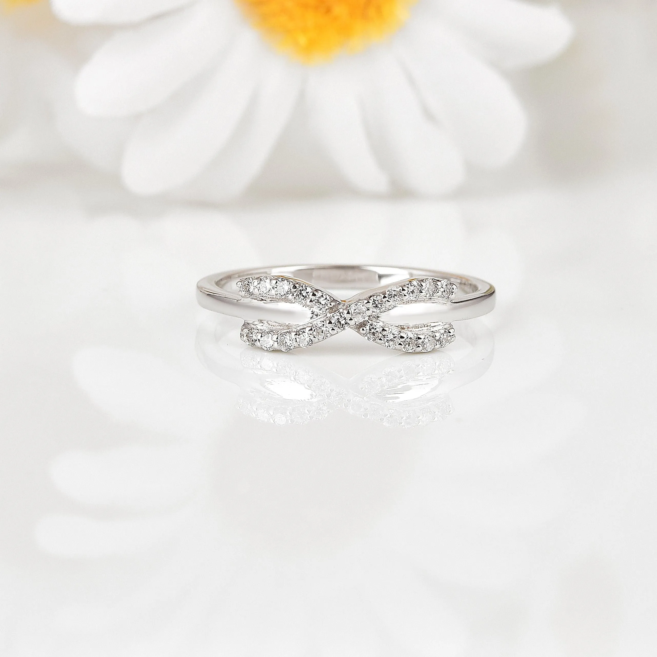 Lab Diamond  Infinity Silver Ring