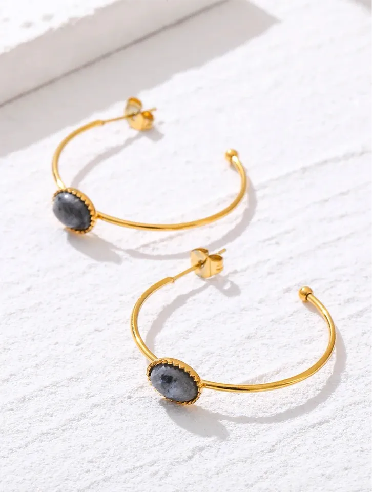 Labradorite Aura Hoops