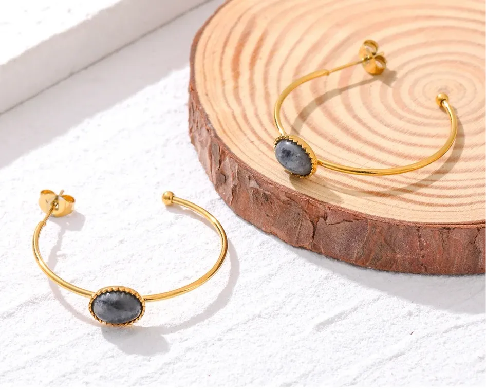Labradorite Aura Hoops