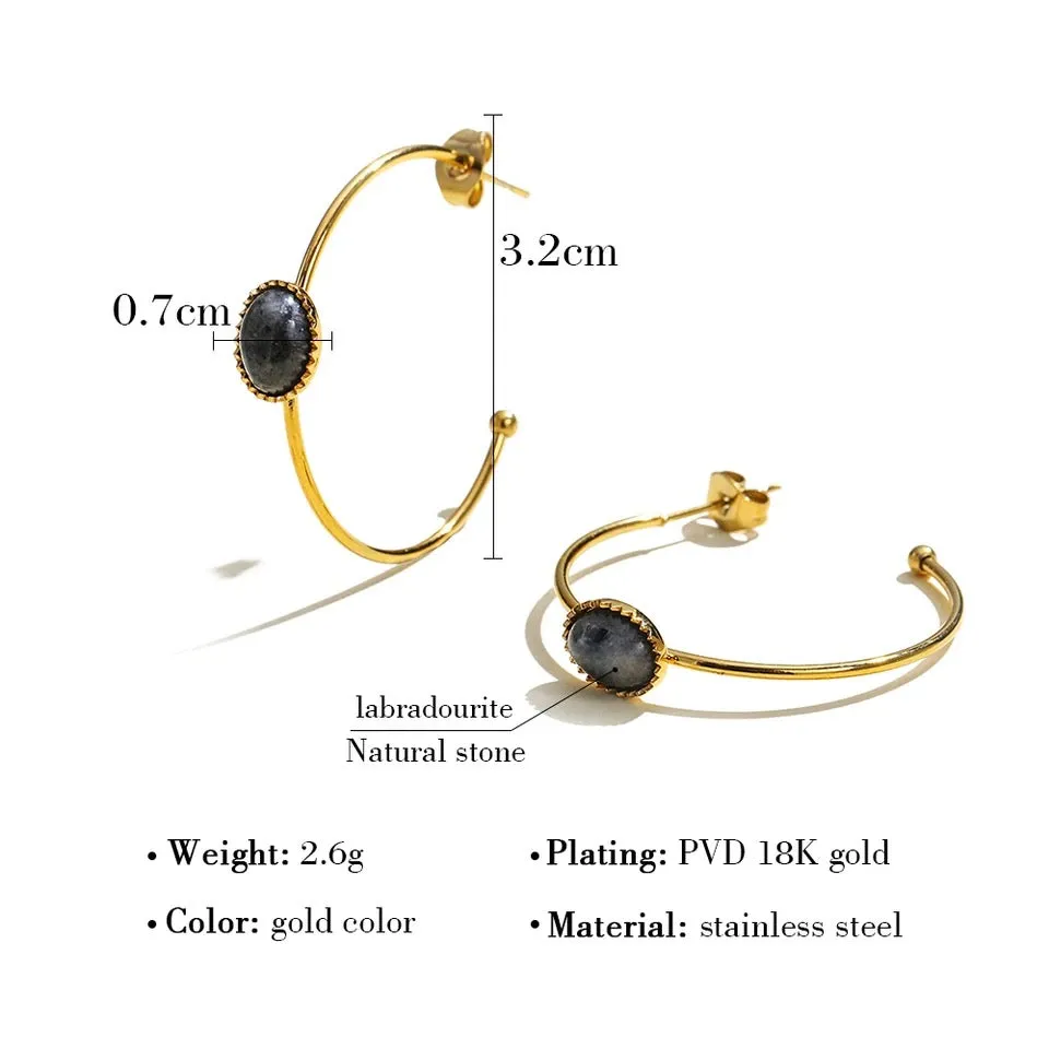 Labradorite Aura Hoops