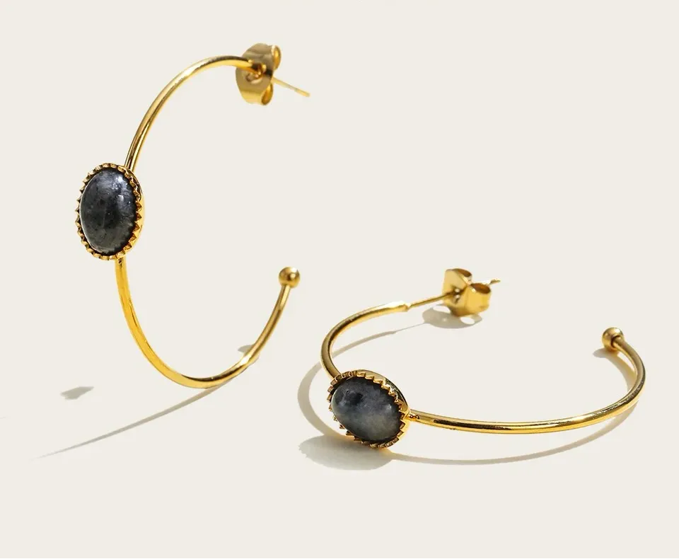 Labradorite Aura Hoops