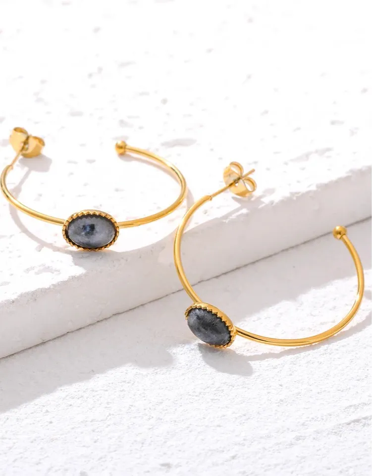 Labradorite Aura Hoops
