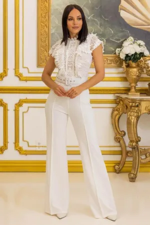 LACE RUFFLE DETAILED FASHION JUMPSUIT