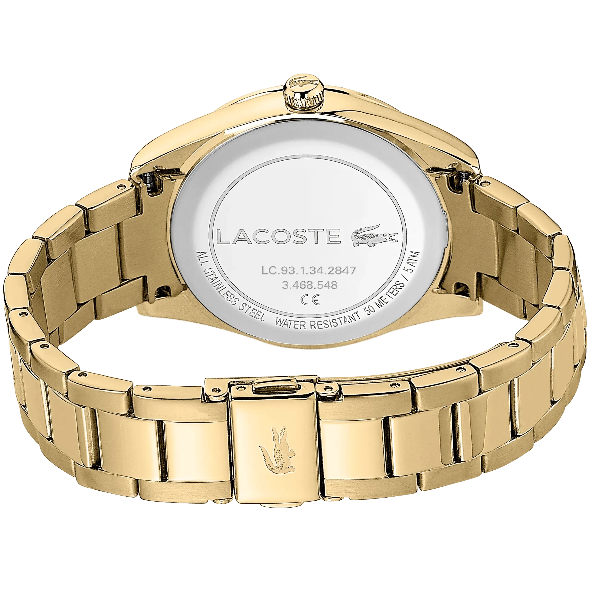 Lacoste Parisienne Ladies Black Dial Gold Bracelet Watch