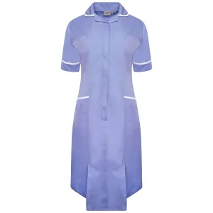 Ladies Healthcare Dress | Round Collar | Metro Blue/White Trim