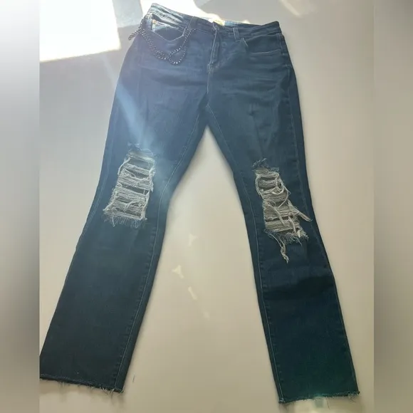 L'AGENCE Luna High Rise Straight Leg Chain detail Jean Size 29
