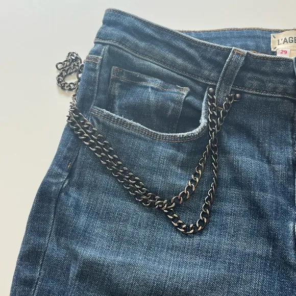 L'AGENCE Luna High Rise Straight Leg Chain detail Jean Size 29