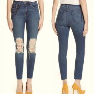 L'AGENCE Luna High Rise Straight Leg Chain detail Jean Size 29
