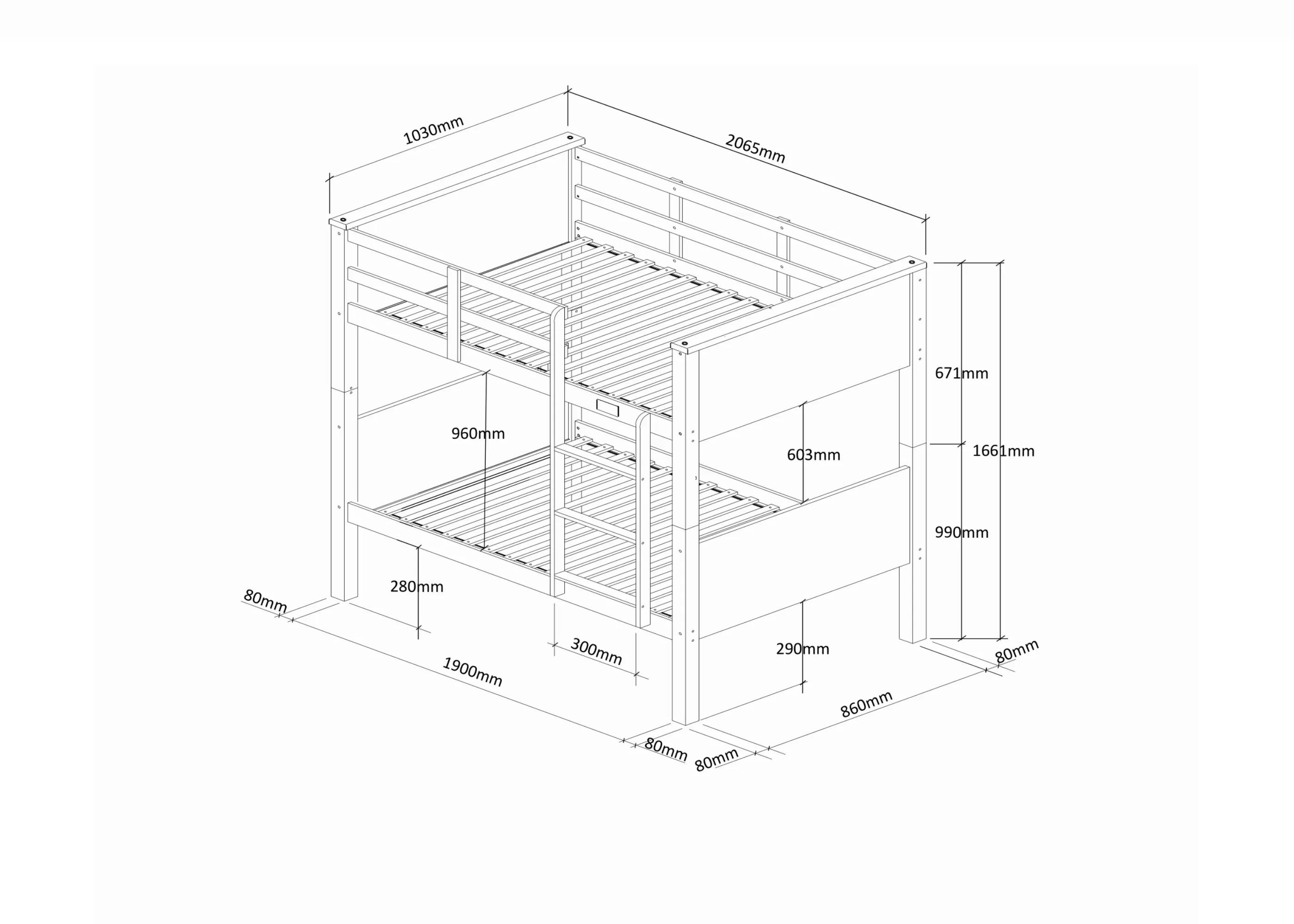 Langham HD Bunk Bed - Oak Finish