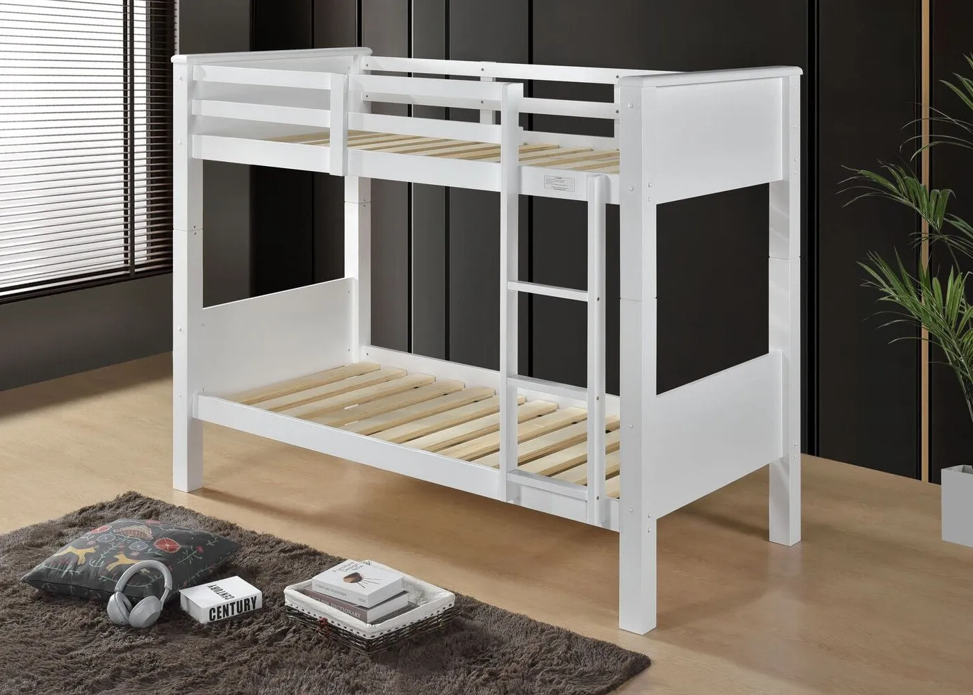 Langham HD Bunk Bed (White) with Mattresses Bundle
