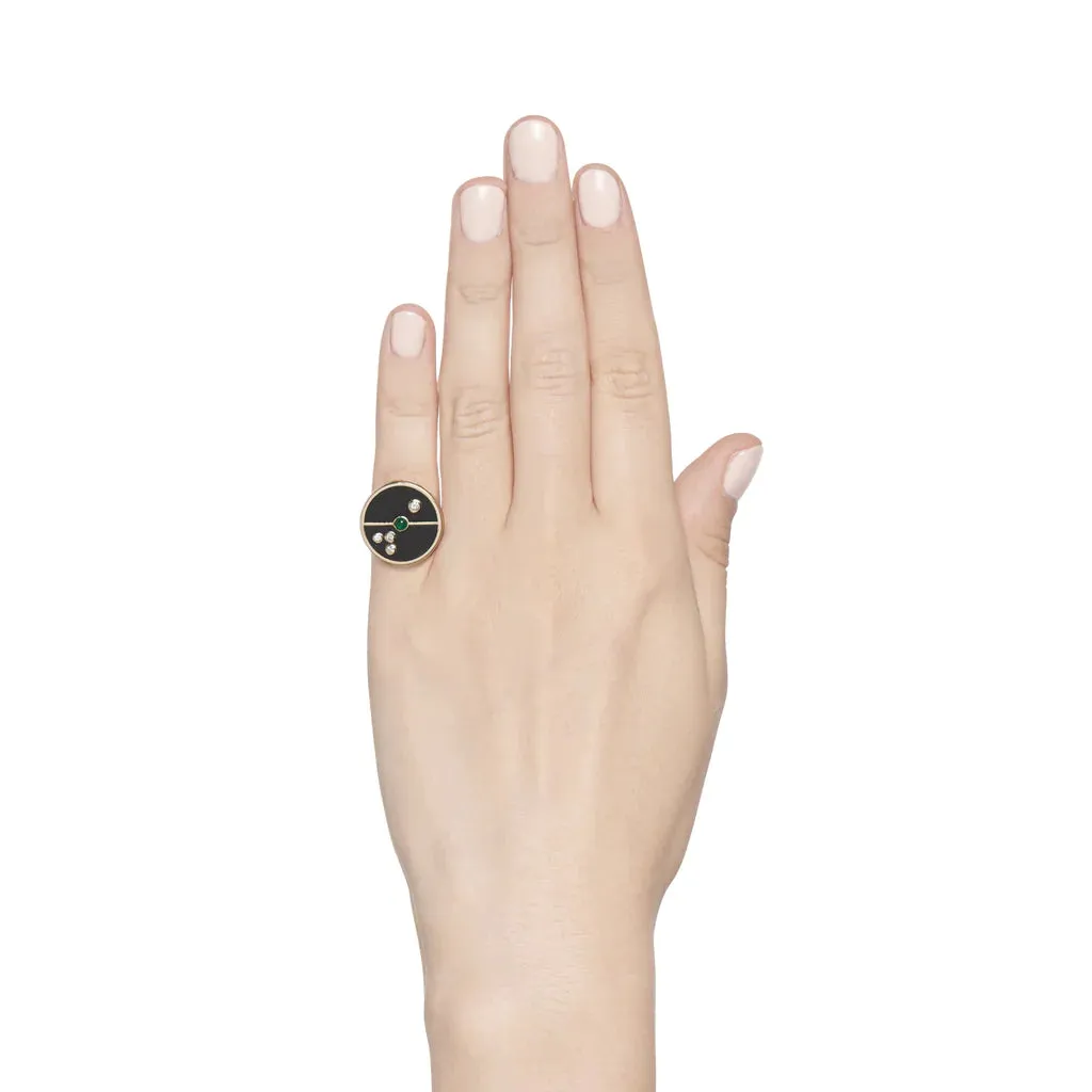 Lapis & Lotus Garnet Compass Signet Ring