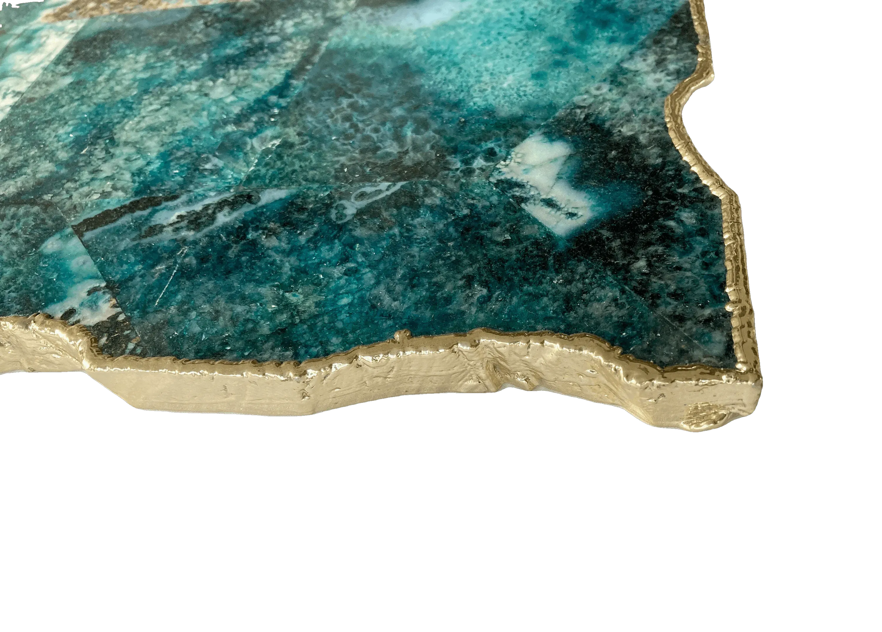 Large Composite Green Agate Cheese Platter Tray