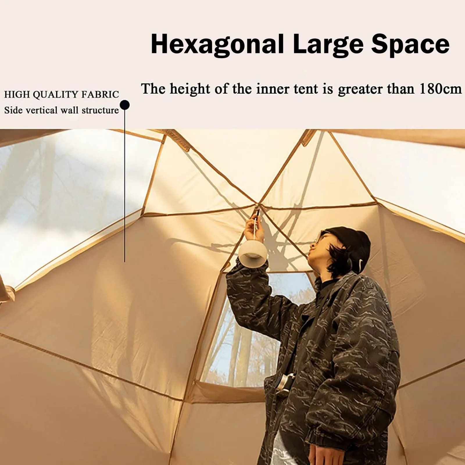 Large Space Luxury Frog Hexagonal Tent 5-8 Person Double Layer All Weather Easy Setup Tents