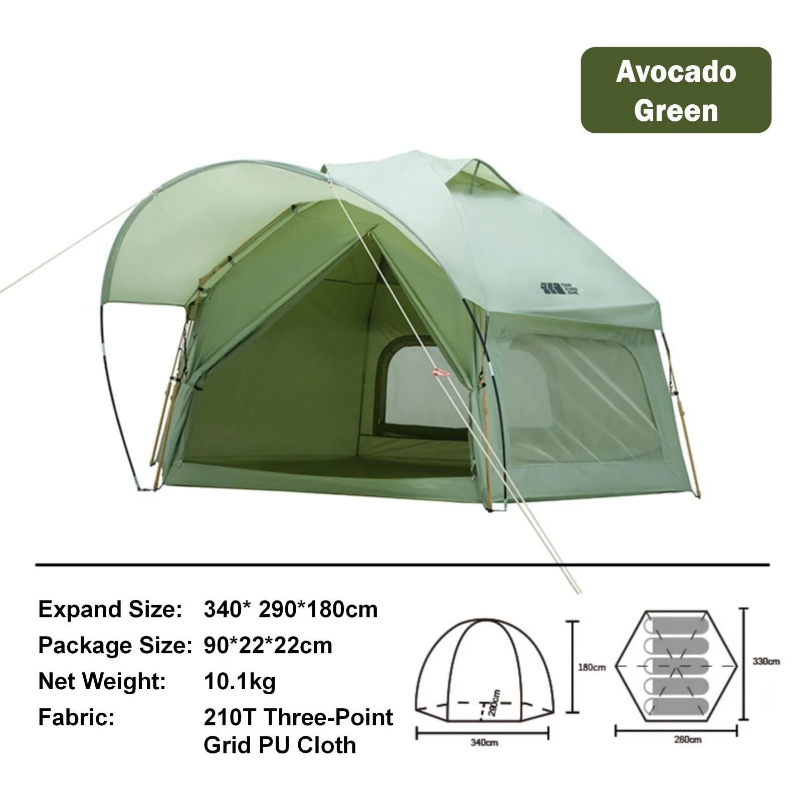 Large Space Luxury Frog Hexagonal Tent 5-8 Person Double Layer All Weather Easy Setup Tents
