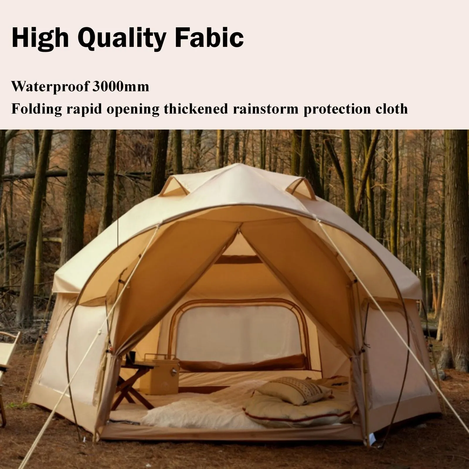 Large Space Luxury Frog Hexagonal Tent 5-8 Person Double Layer All Weather Easy Setup Tents