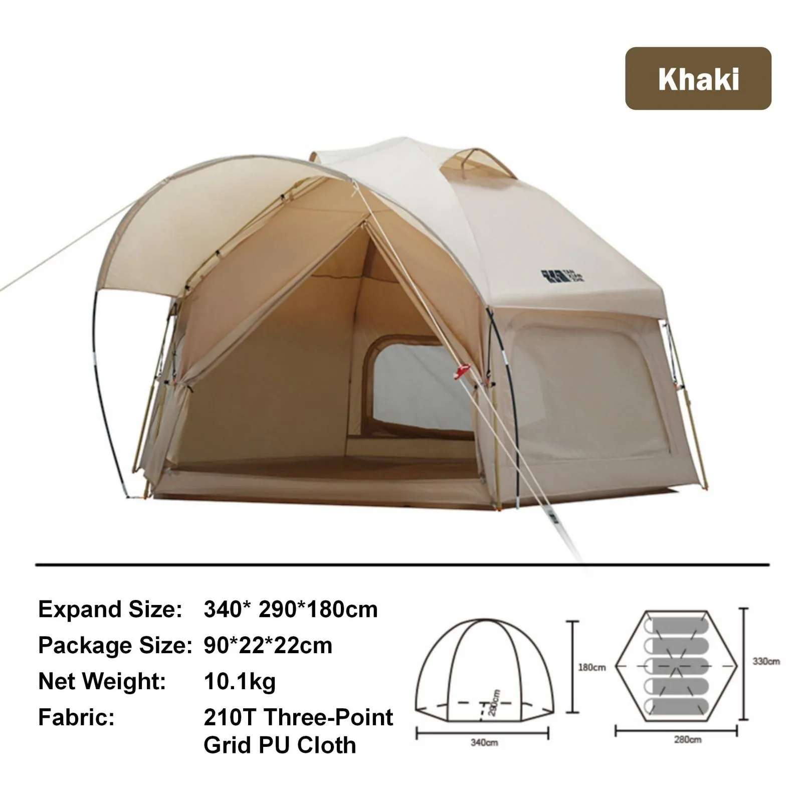 Large Space Luxury Frog Hexagonal Tent 5-8 Person Double Layer All Weather Easy Setup Tents
