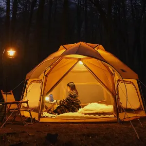 Large Space Luxury Frog Hexagonal Tent 5-8 Person Double Layer All Weather Easy Setup Tents