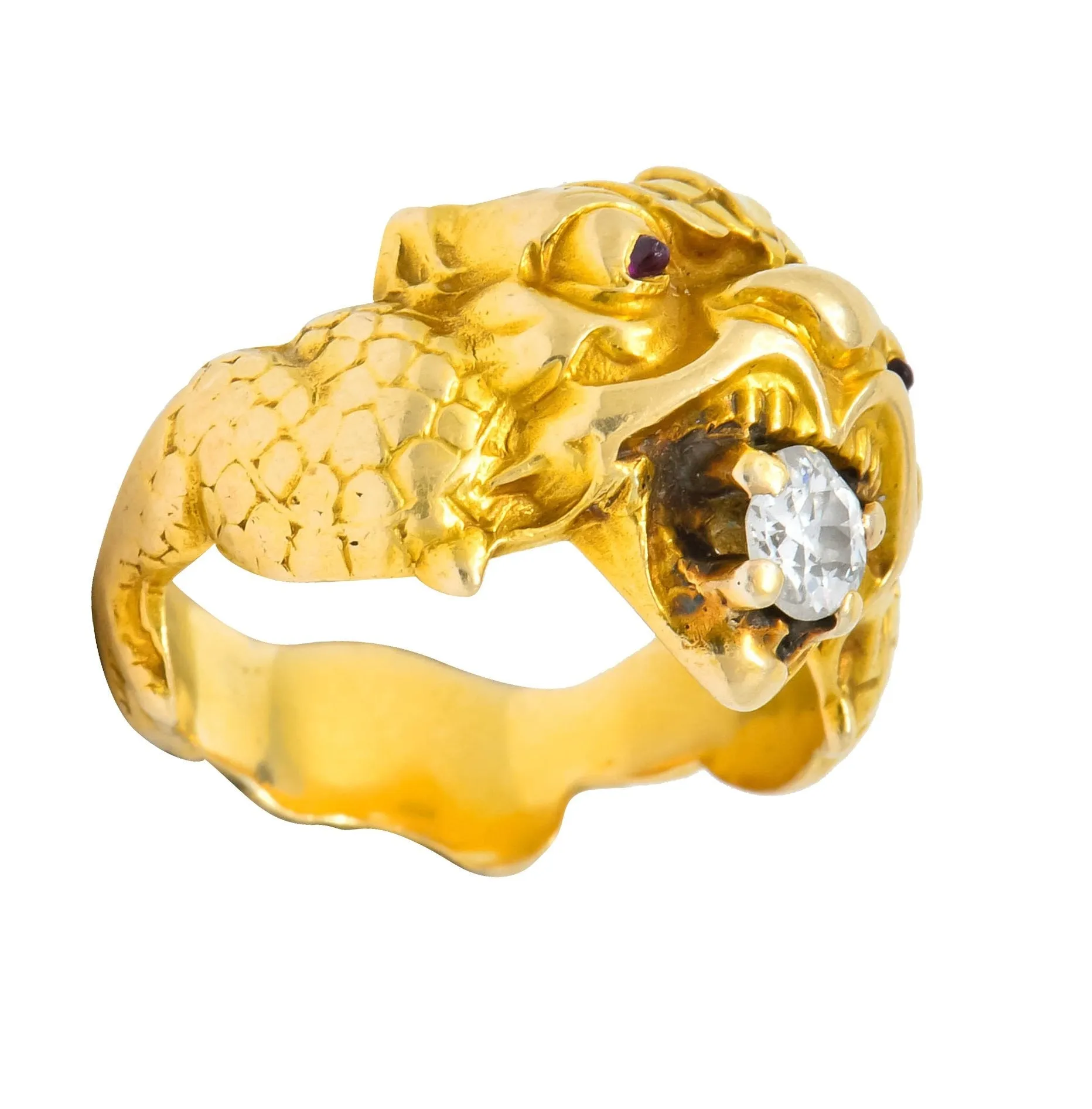 Larter & Sons Art Nouveau Diamond 14 Karat Gold Sea Creature Ring Circa 1890