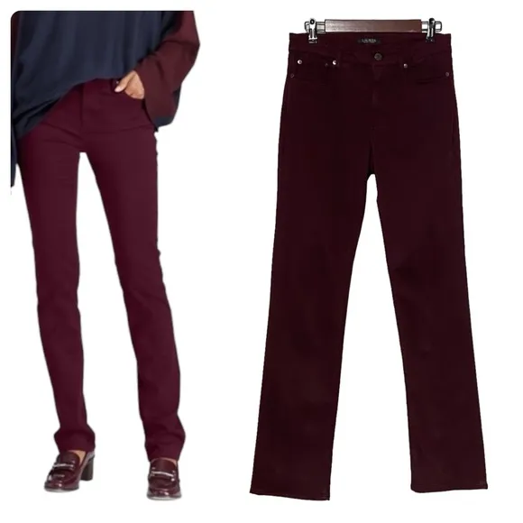 Lauren Ralph Lauren Premier Straight Jeans Maroon