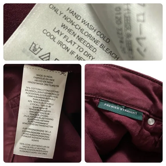 Lauren Ralph Lauren Premier Straight Jeans Maroon