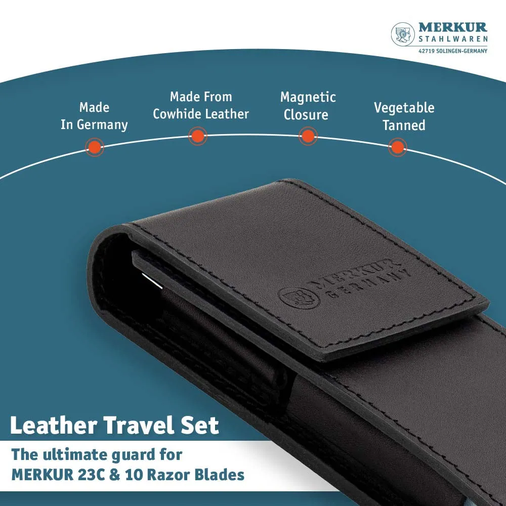 Leather Case filled with 23001 and 10 Blades, Black