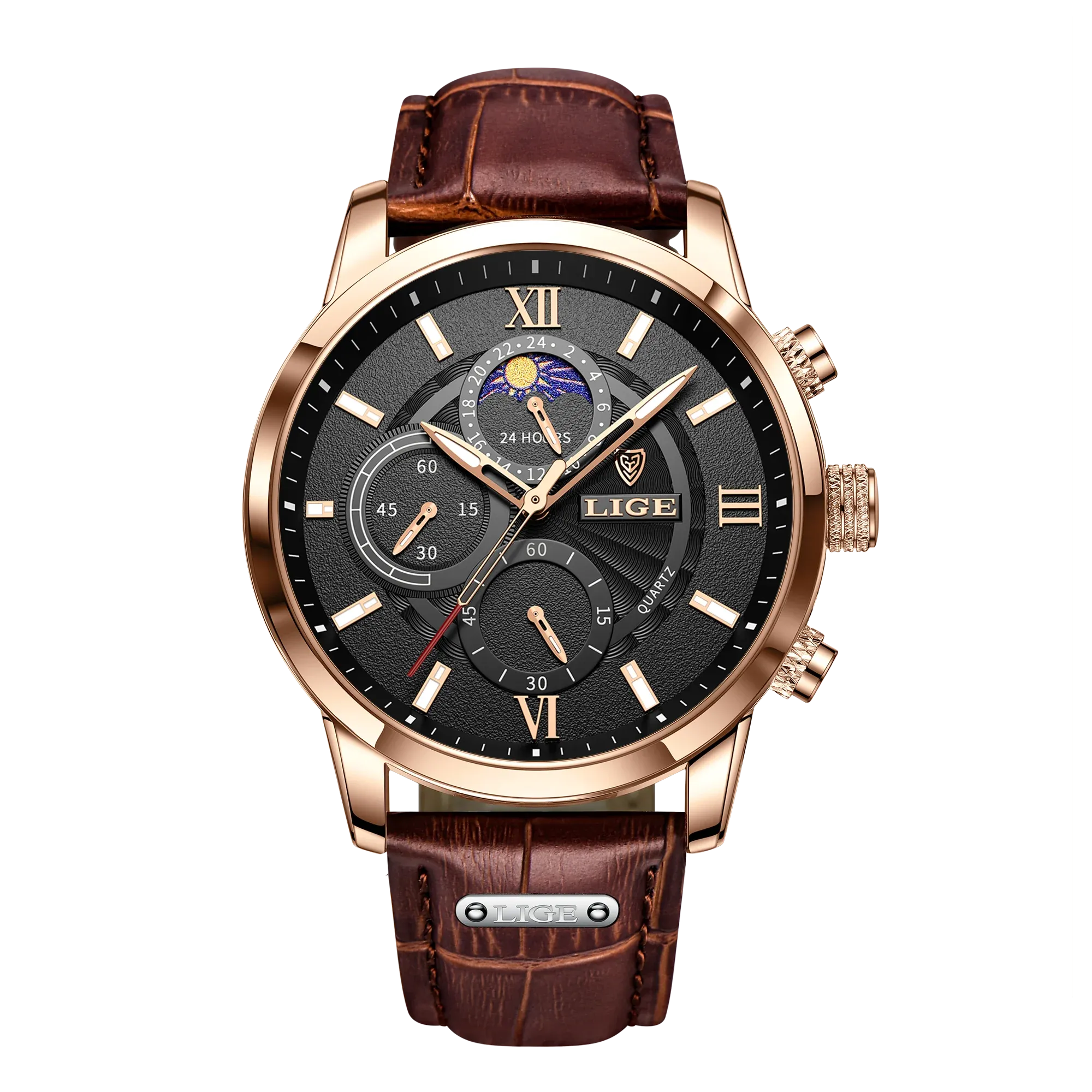 Leather Chrono Waterproof Men's Watch