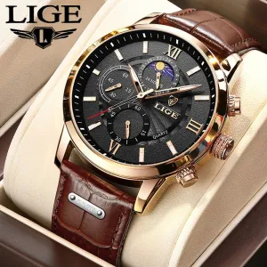 Leather Chrono Waterproof Men's Watch