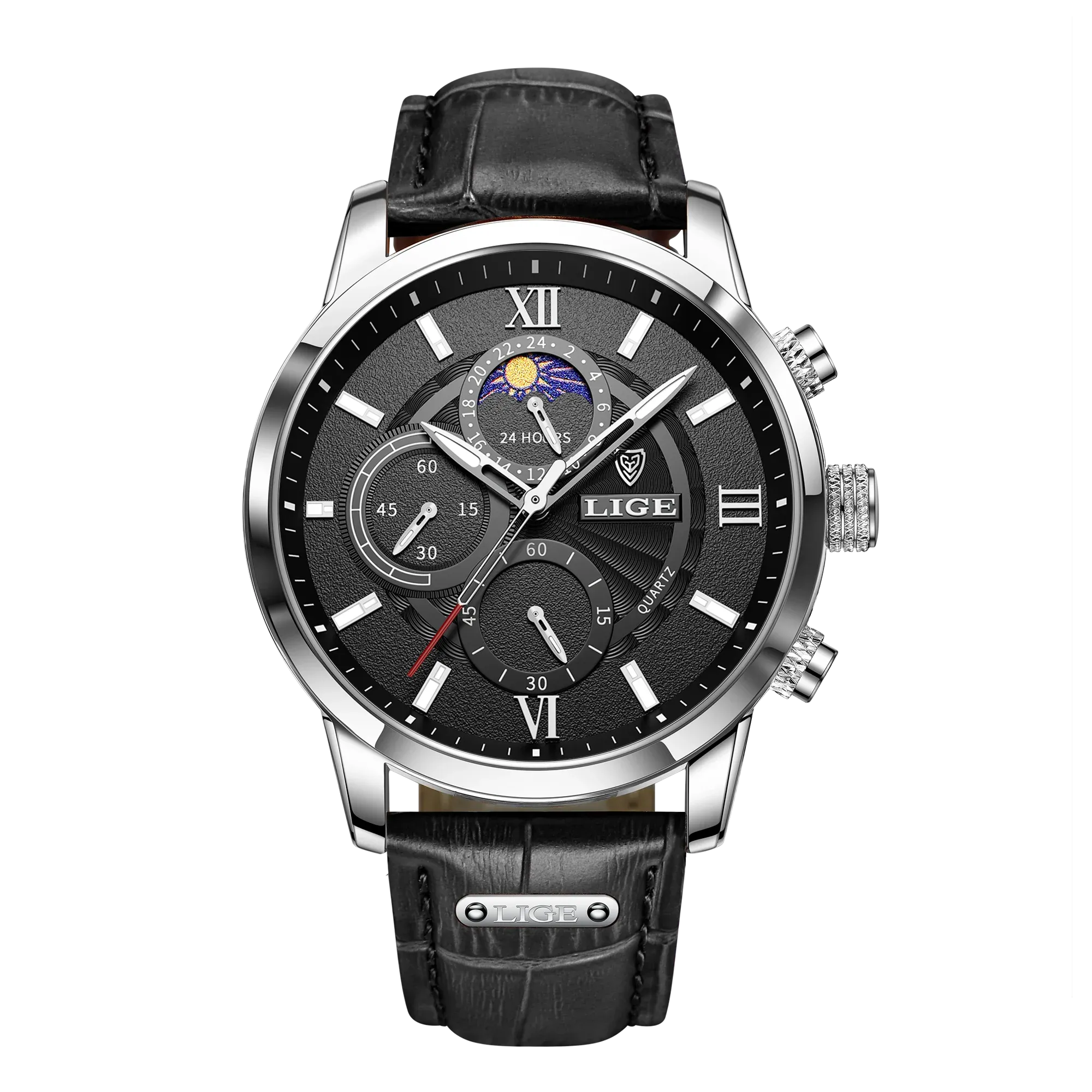 Leather Chrono Waterproof Men's Watch