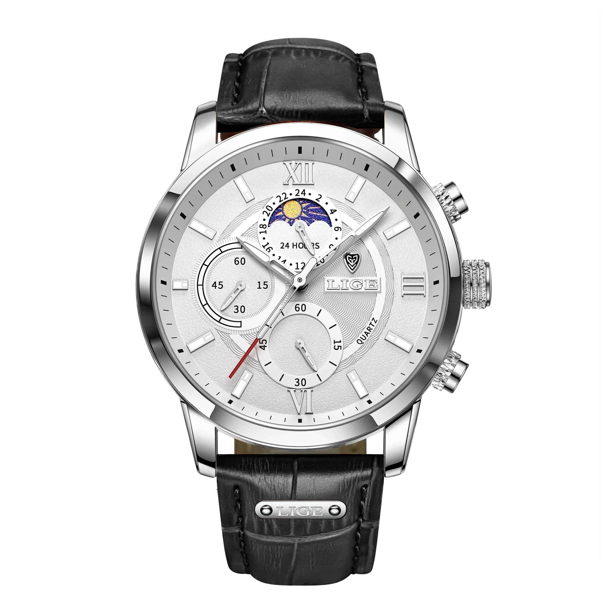 Leather Chrono Waterproof Men's Watch