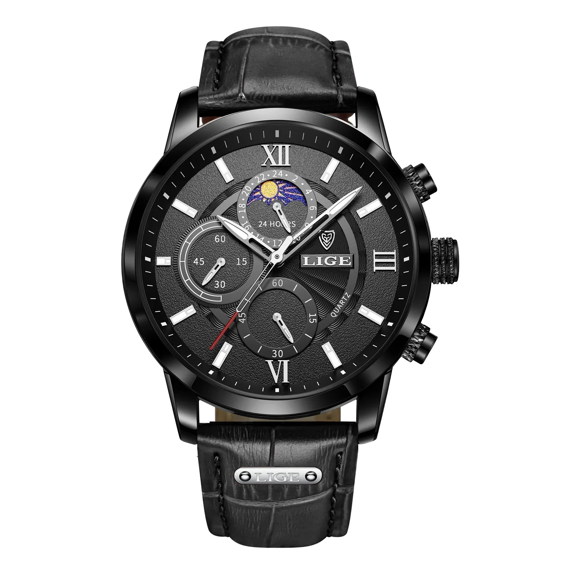 Leather Chrono Waterproof Men's Watch