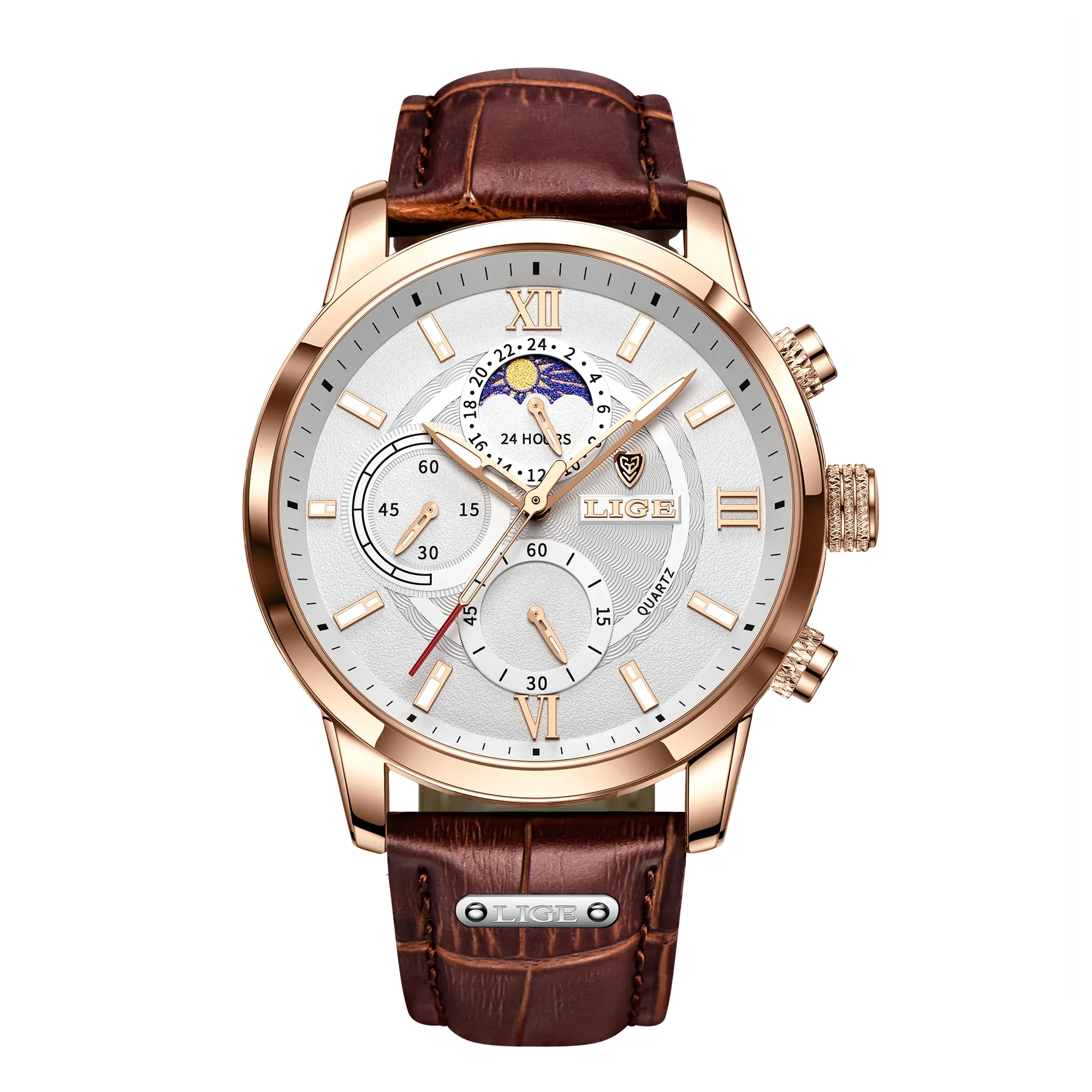 Leather Chrono Waterproof Men's Watch