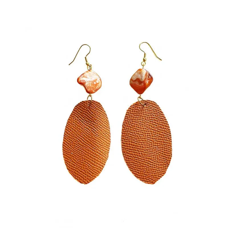 Leather Oval Earrings