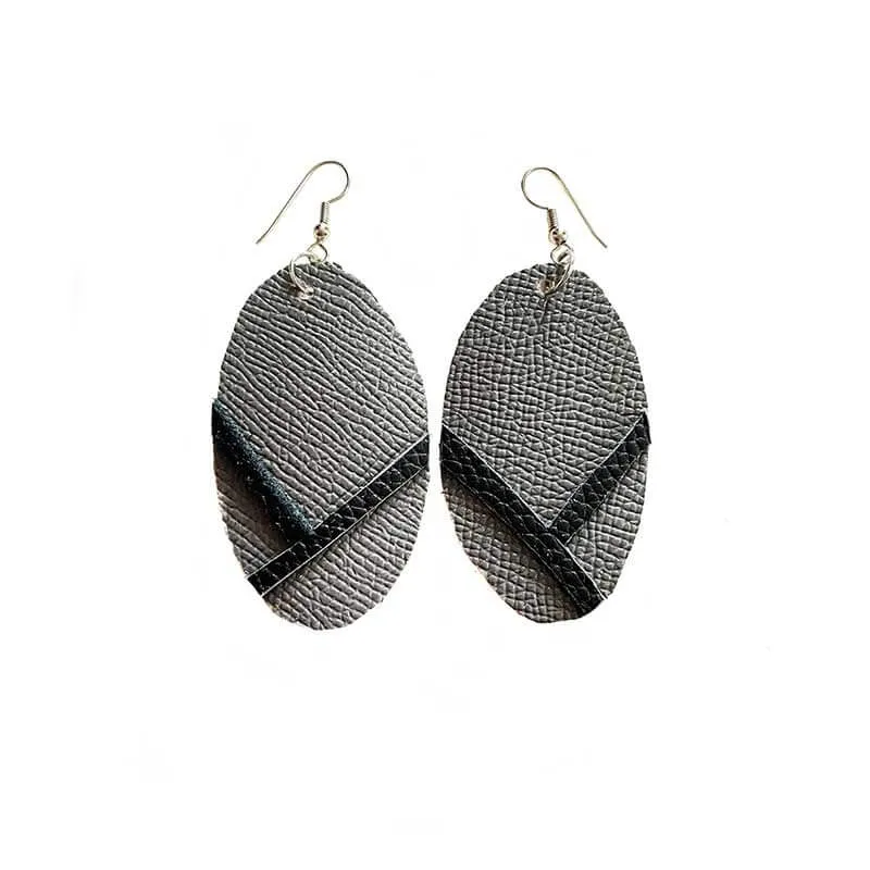 Leather Oval Earrings
