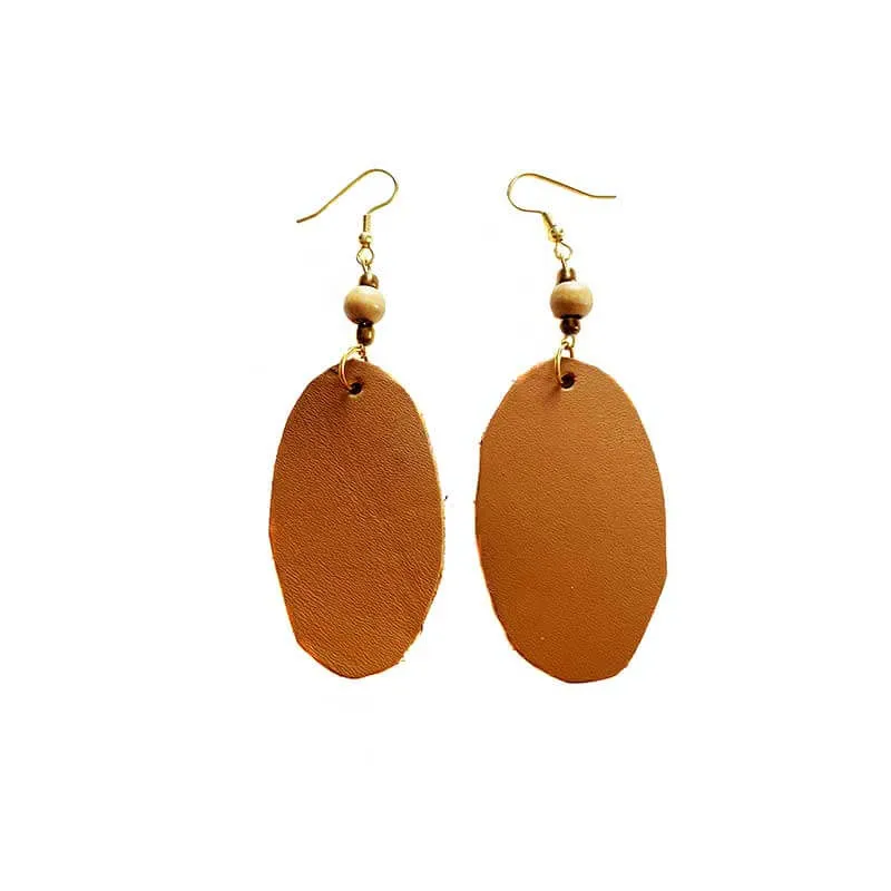 Leather Oval Earrings