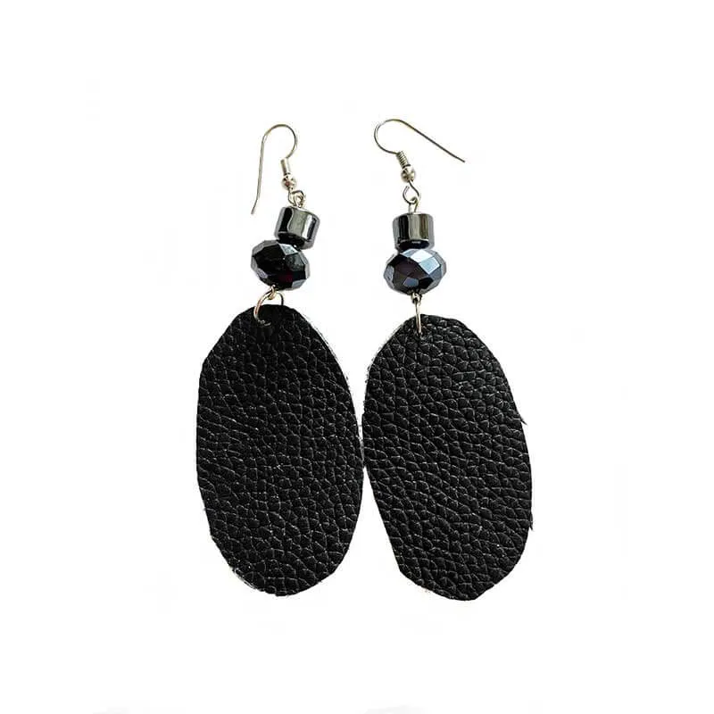 Leather Oval Earrings