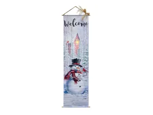 LED Snowman Door Greeter Canvas 64"x17.75"