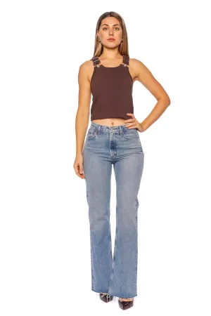 Leena Stage Cut Off Flare Jean
