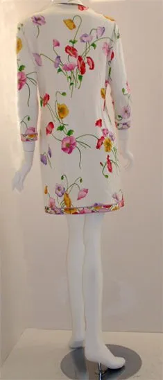 LEONARD 1990 White Floral Print Day Dress