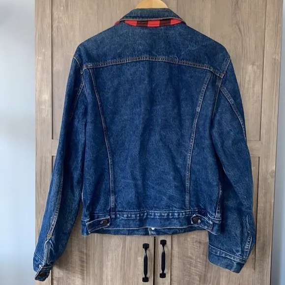 Levi Strauss&amp;Co Vintage 100% Cotton Pocket Red Flannel Lined Jean Jacket Size 42