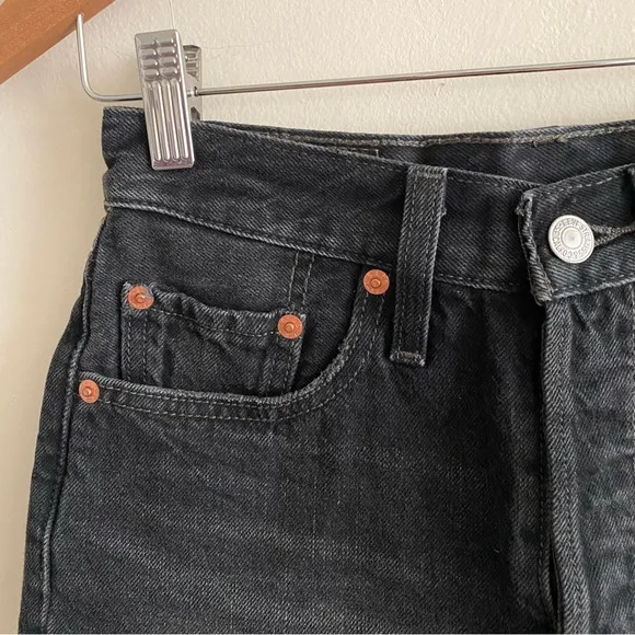 Levi’s 501 Black Denim Raw Hem Shorts - 24