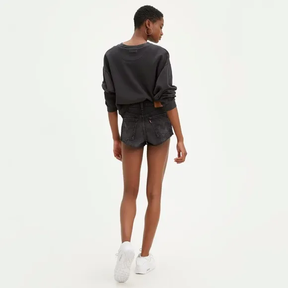 Levi’s 501 Black Denim Raw Hem Shorts - 24