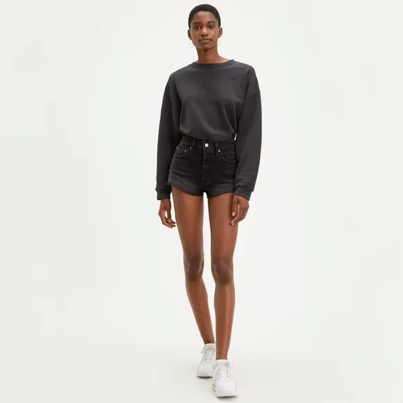 Levi’s 501 Black Denim Raw Hem Shorts - 24