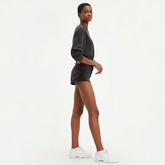 Levi’s 501 Black Denim Raw Hem Shorts - 24