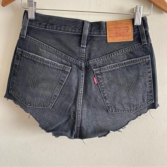 Levi’s 501 Black Denim Raw Hem Shorts - 24