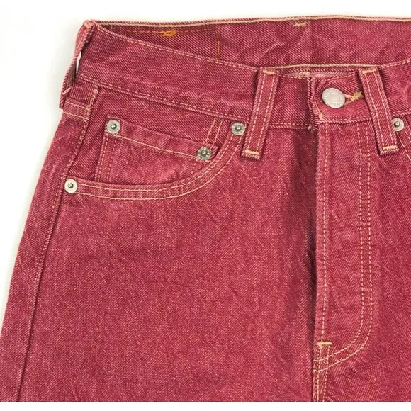 Levis 501 For Women 25x32 Red Jeans Vintage Button Fly Straight Leg Made In USA