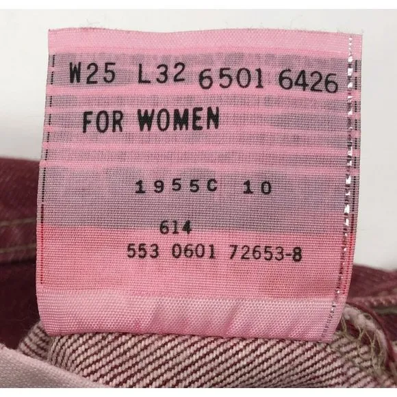 Levis 501 For Women 25x32 Red Jeans Vintage Button Fly Straight Leg Made In USA